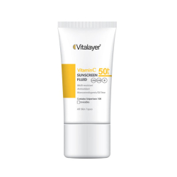 فلوئید ضدآفتاب بی رنگ ویتالیر SPF 50 مدل Vitamin C مناسب انواع پوست حجم 50 میلی لیتر 