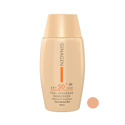 کرم ضد آفتاب رنگی ژیناژن SPF 50 مدل 01 ‌مناسب پوست‌های خشک و نرمال حجم 50 میلی‌لیتر