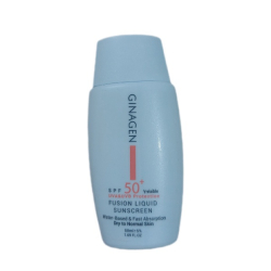 کرم ضد آفتاب بدون رنگ ژیناژن SPF 50 مدل LIQUID ‌مناسب پوست‌های خشک  و معمولی حجم 50 میلی‌لیتر