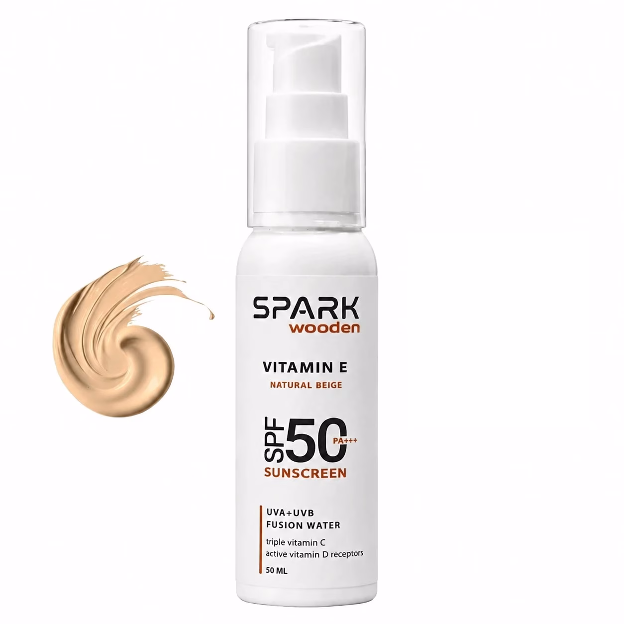 کرم ضد آفتاب رنگی صورت اسپارک وودن SPF 50 مدل جوجوبا محافظ UVA، UVB مناسب برای انواع پوست حجم 50 میلی لیتر