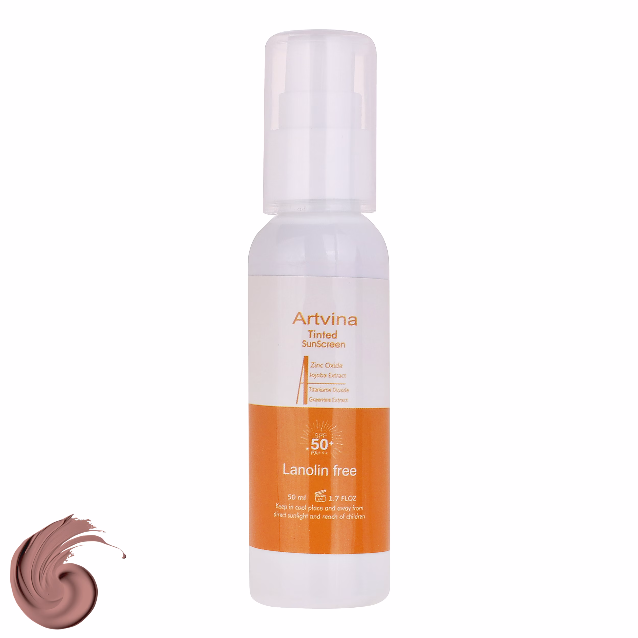 کرم ضد آفتاب رنگی صورت و بدن آرت وینا SPF50 مدل COVER PA مناسب انواع پوست حجم 50 میلی لیتر