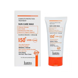 کرم ضد آفتاب بدون رنگ کاربا SPF 50 مدل مینرال ‌مناسب پوست‌های چرب حجم 50 میلی‌لیتر