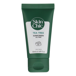 کرم ضد آفتاب بدون رنگ SPF 50 اسکین شیک مدل Tea Tree ‌مناسب پوست‌های چرب حجم 50 میلی‌لیتر