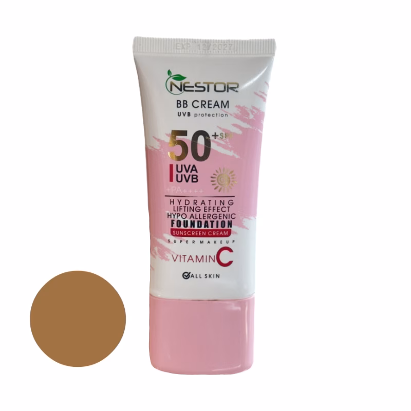 کرم ضد آفتاب رنگی نستور SPF 50 شماره 4 مدل ویتامین c مناسب پوست های خشک حجم 50 میلی لیتر