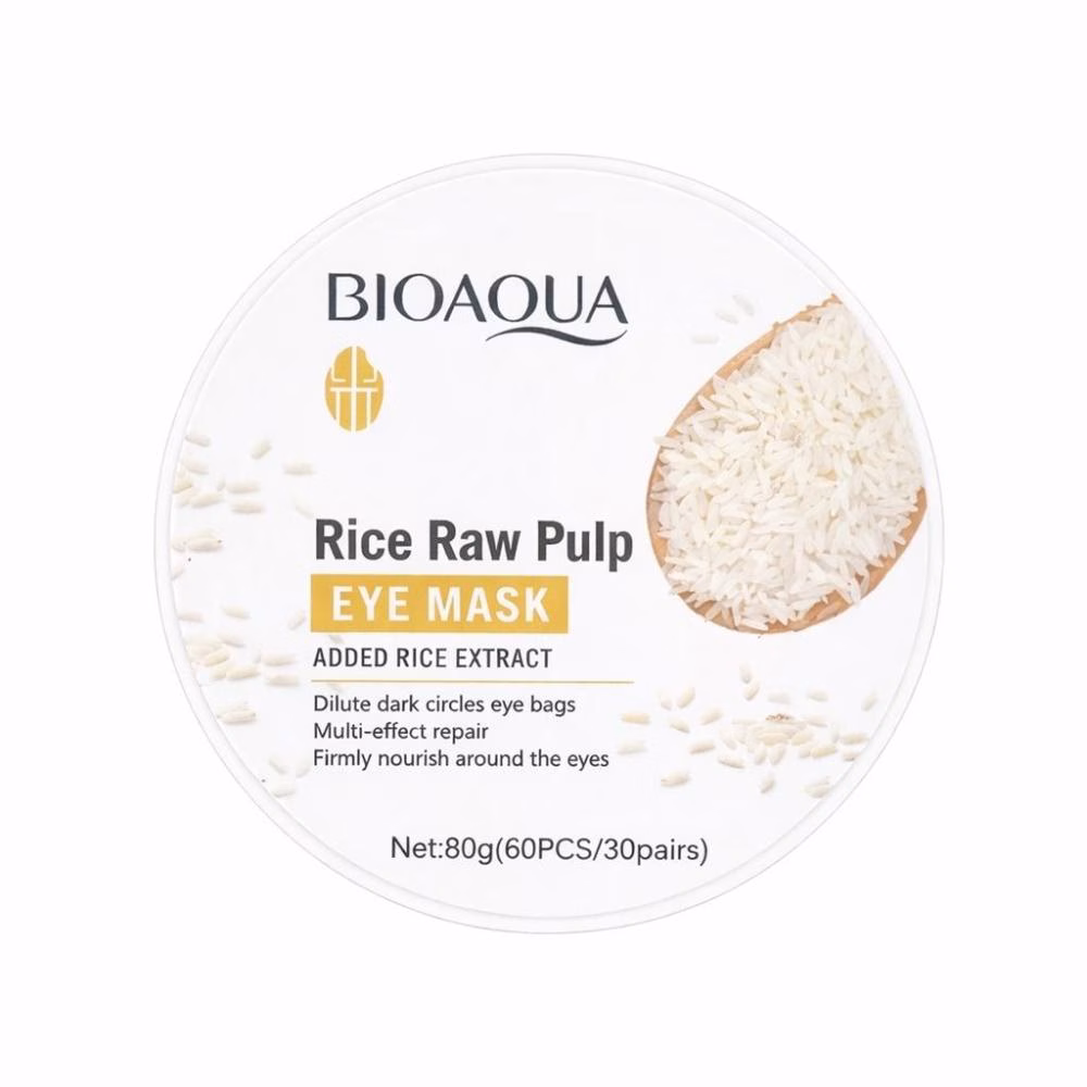ماسک زیر چشم بایو آکوا مدل Rice با عصاره برنج مناسب برای انواع پوست وزن 80 گرم بسته 60 عددی