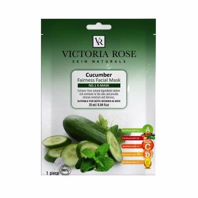 ماسک صورت ویکتوریا رز مدل Cucumber Menthol حجم 25 میلی لیتر بسته 5 عددی