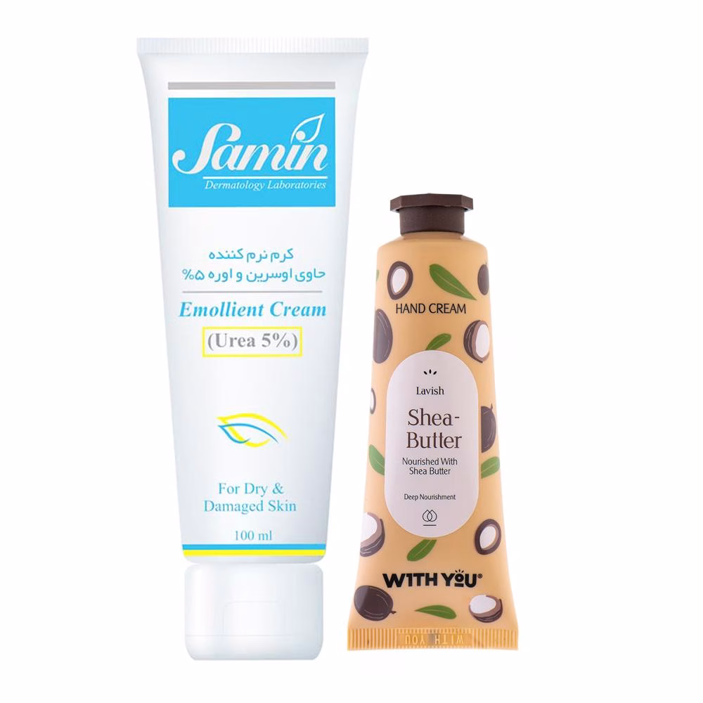 کرم نرم کننده ثمین مدل اوسرین حجم 100 میلی لیتر به همراه کرم مرطوب کننده ویت یو مدل Shea Butter حجم 50 میلی لیتر