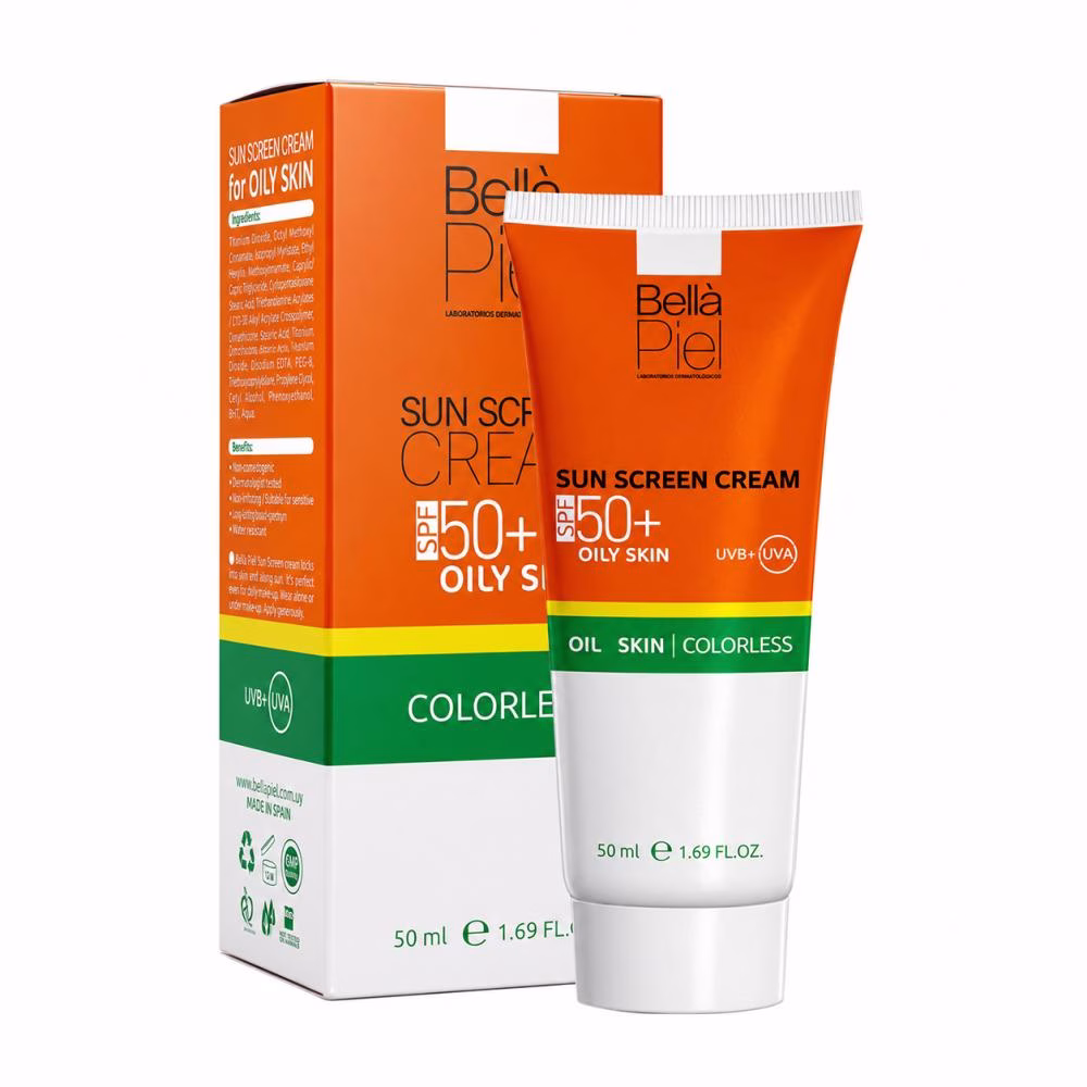 کرم ضد آفتاب بی رنگ صورت بلاپی یل SPF 50 مدل oily skin محافظ در برابر اشعه UVA و UVB مناسب برای پوست چرب حجم 50 میلی لیتر