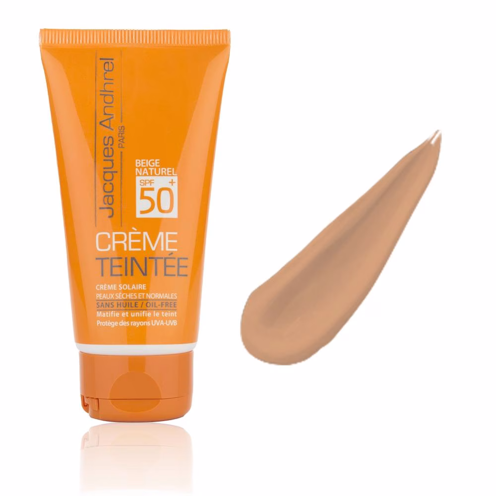 کرم ضد آفتاب رنگی ژاک آندرل پاریس SPF 50 مدل طبیعی ‌محافظ UVA/UVB مناسب برای پوست خشک حجم 50 میلی‌لیتر