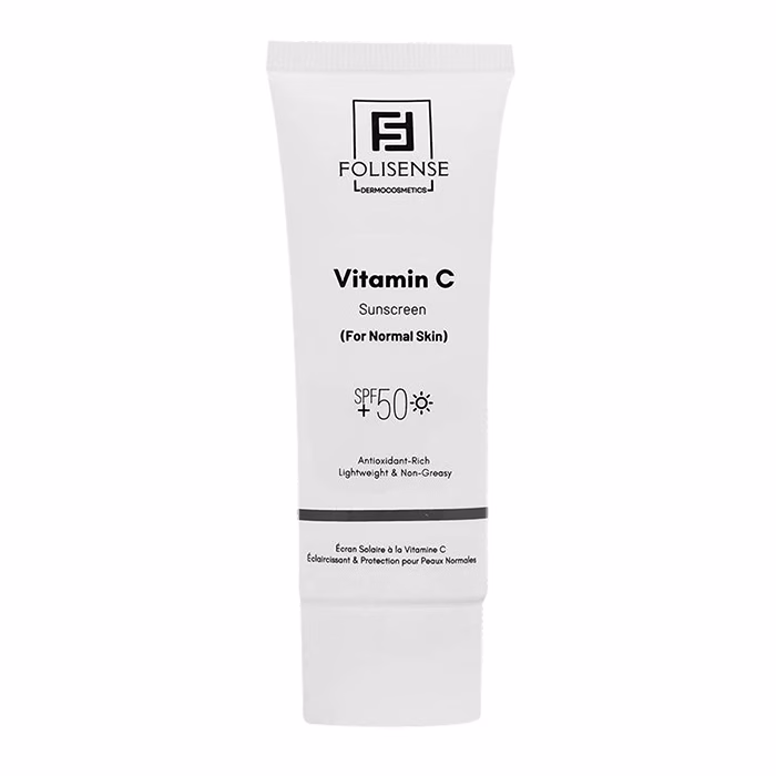 کرم ضد آفتاب بی‌رنگ صورت فولیسنس SPF 50 مدل Vitamin C ‌محافظ در برابر UVA/UVB مناسب برای انواع پوست حجم 40 میلی‌لیتر