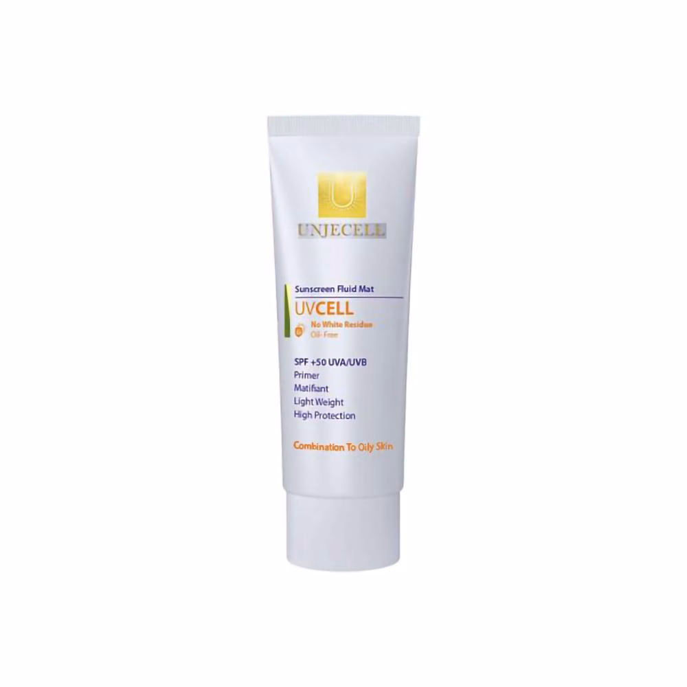 کرم ضد آفتاب بی رنگ آنژسل SPF50 مدل UVCELL مناسب پوست چرب حجم 40 میلی لیتر