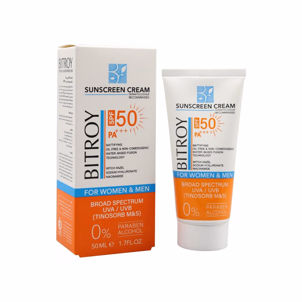 کرم ضد آفتاب بدون رنگ بیتروی SPF 50 مدل فیوژن واتر مناسب پوست های چرب حجم 50 میلی لیتر