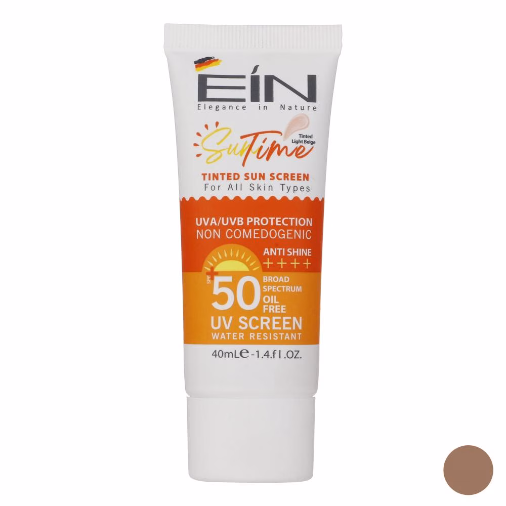 کرم ضد آفتاب رنگی ای آی ان SPF 50 مدل suntime مناسب انواع پوست حجم 40 میلی لیتر