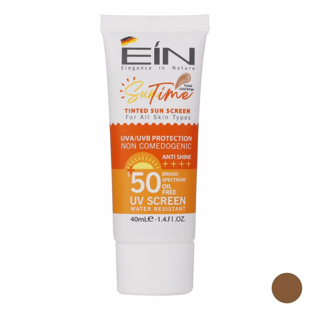 کرم ضد آفتاب رنگی ای آی ان SPF 50 مدل Suntime Gold مناسب انواع پوست حجم 40 میلی لیتر