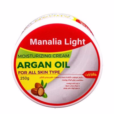 کرم مرطوب کننده دست و صورت مانالیا لایت مدل Argan Oil مناسب برای انواع پوست وزن 250 گرم