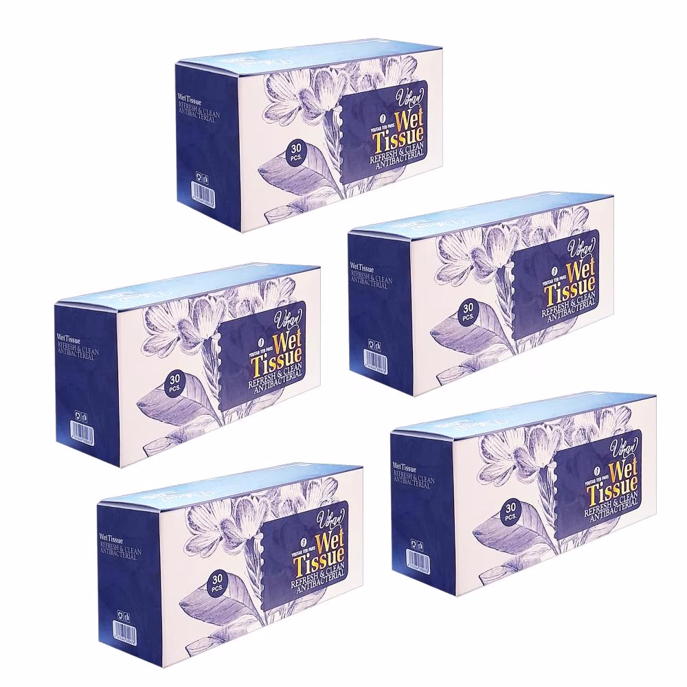 دستمال مرطوب ویهان مدل AntiBacterial پنج بسته 30 عددی