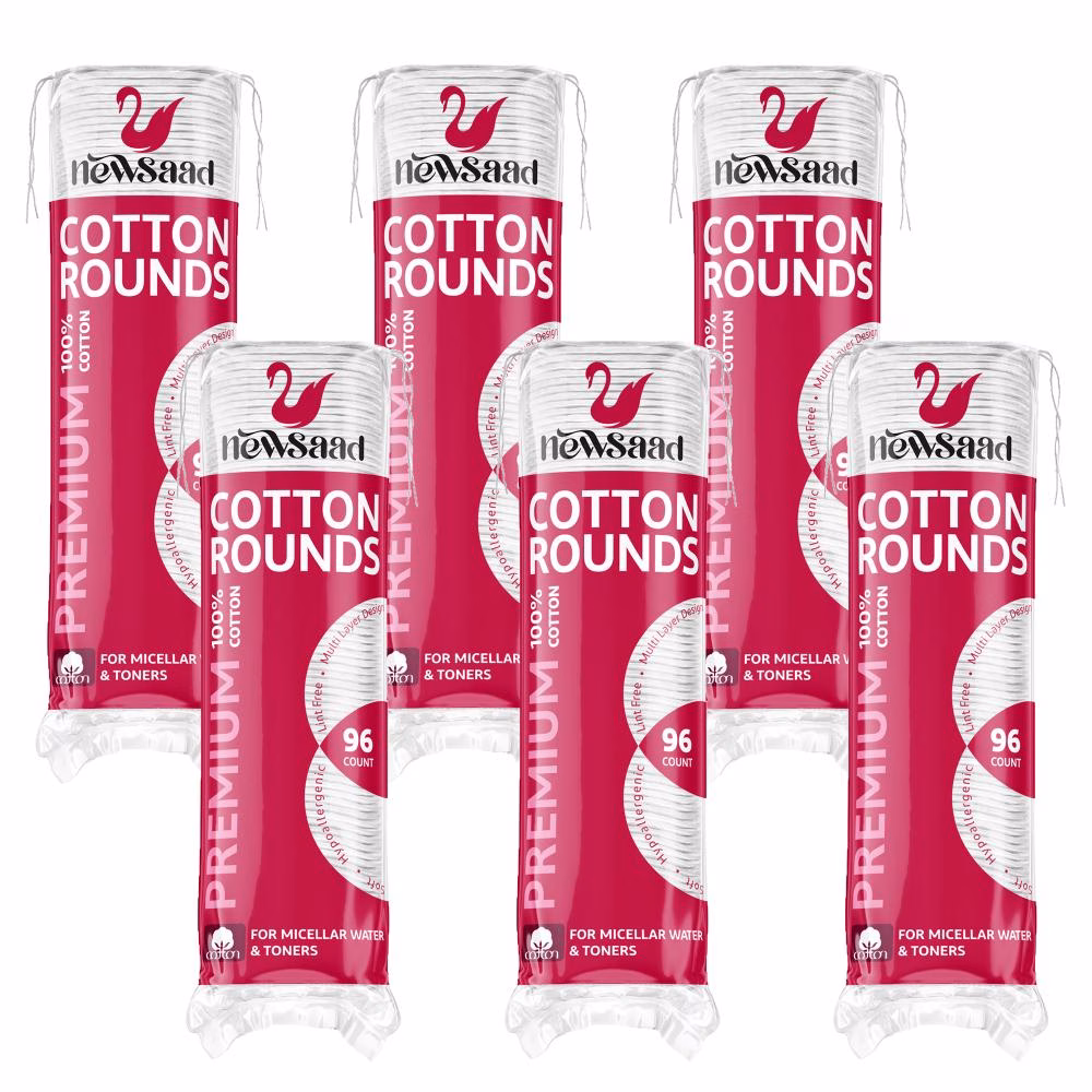 پد پاک کننده آرایش صورت نیوساد مدل Cotton-Rounds شش بسته 96 عددی