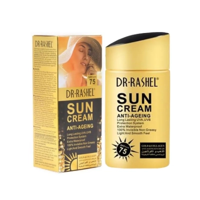 کرم ضد آفتاب بدون رنگ دکتر راشل SPF 75 مدل Anti Ageing مناسب برای انواع پوست حجم 80 میلی لیتر