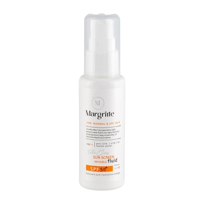 فلوئید ضد آفتاب بدون رنگ مارگریت SPF 50 مدل fusion Water محافظ UVA و UVB، ضد لک و روشن کننده، مناسب برای پوست های خشک و نرمال حجم 50 میلی لیتر