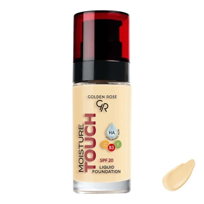 کرم پودر مایع SPF20 گلدن رز مدل Moisture Touch مناسب برای انواع پوست شماره 101 حجم 30 میلی لیتر