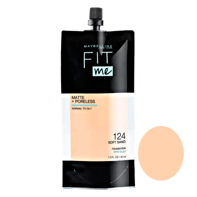 کرم پودر مایع میبلین مدل Fit Me شماره 124 مناسب برای پوست معمولی و چرب حجم 40 میلی لیتر